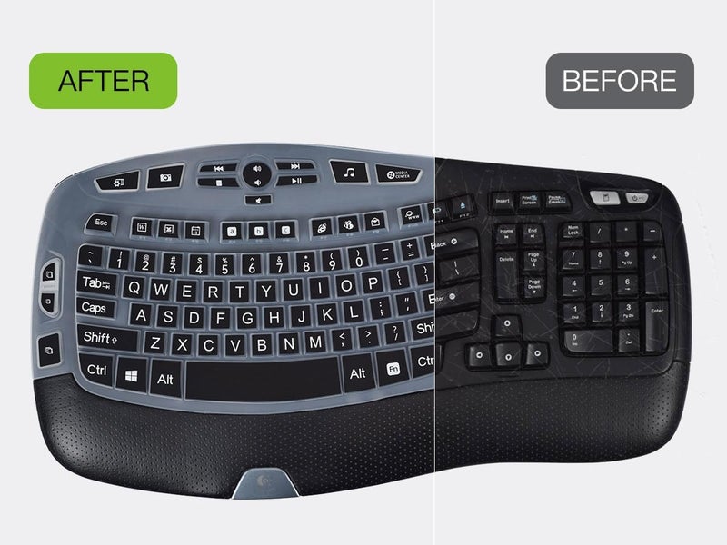 imComor Keyboard Cover for Logitech K350 MK550 MK570 Keyboard Cover Skin for Logitech K350 MK550 MK570 Wireless Wave Keyboards Covers Skin Protector Accessories, Black-Large Print - Image 5